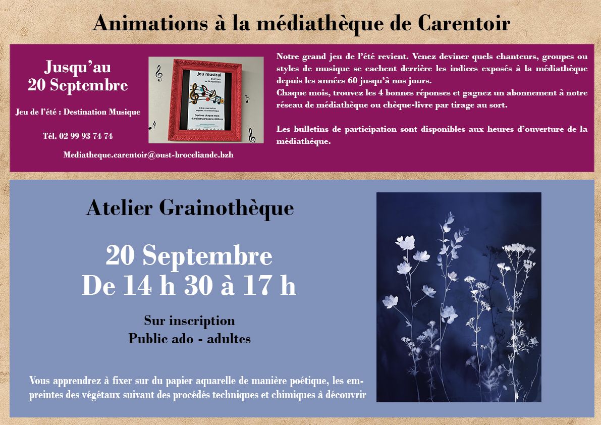 08 SEPTEMBRE 2025 ANIMATIONS CARENTOIR